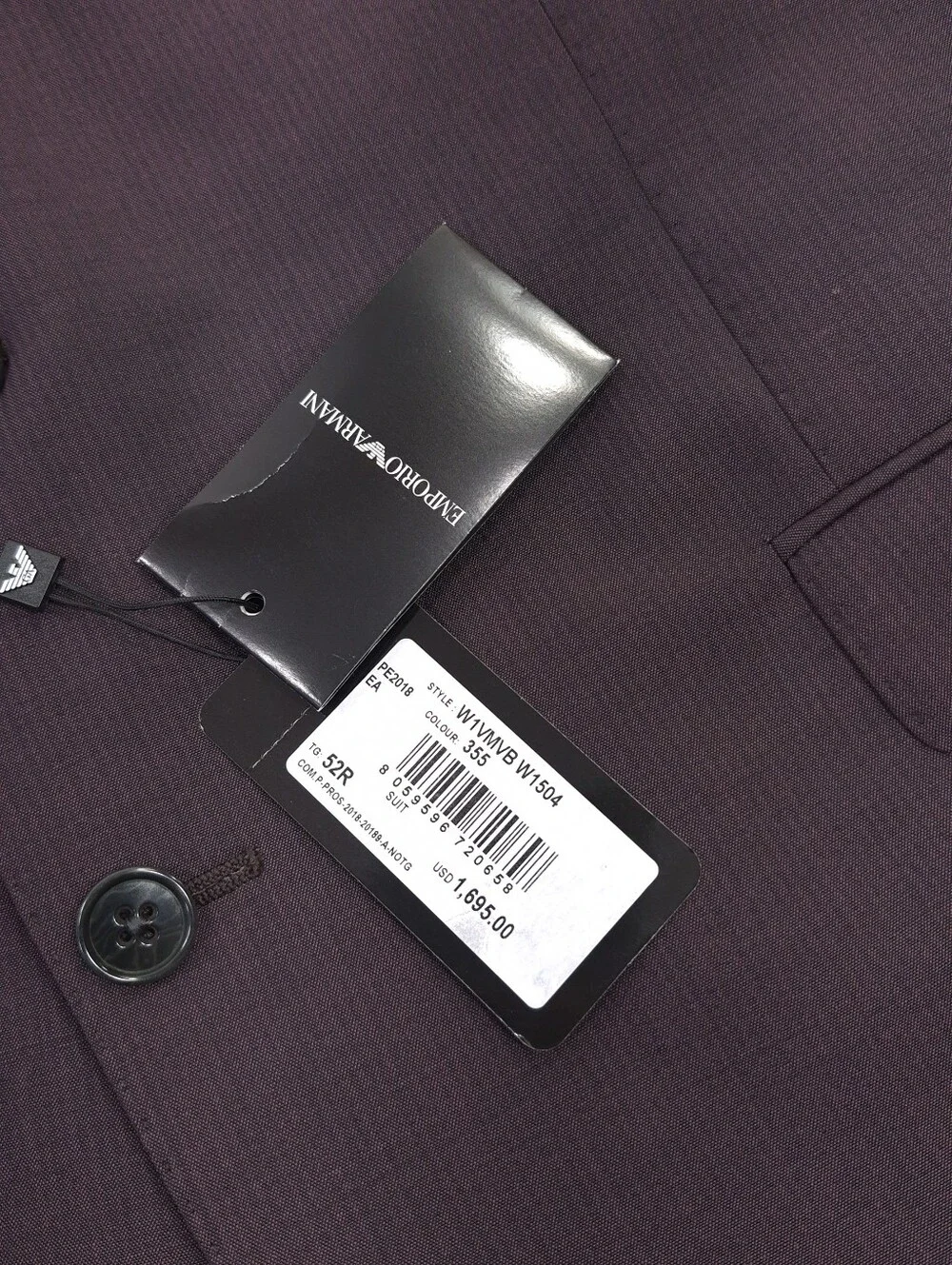 Emporio Armani M LINE Two-Piece Suit Blackberry Virgin Mohair Wool Tailored 52R